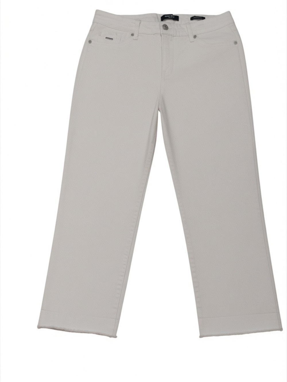 Nine West White Chrystie Capri Straight-Leg Frayed Bottom Women's Jeans SZ 12